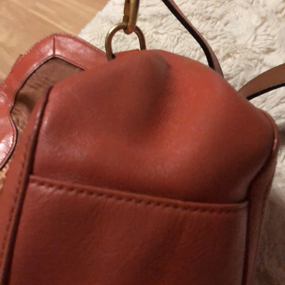 TODAY ONLY:BEAN POLE DARK ORANGE LEATHER 2 WAY BAG - tarnish & signs of wear - Picture 4 of 14